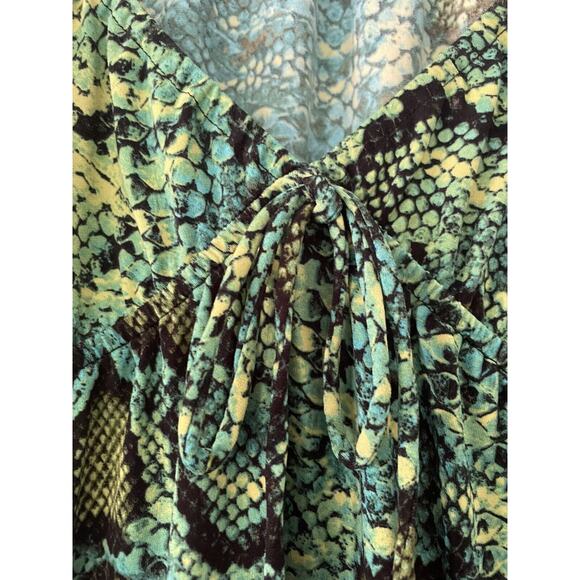 INC International Concepts Snake Print Green Y2K Mini Flounce Dress Sz Med Petit - Picture 8 of 12